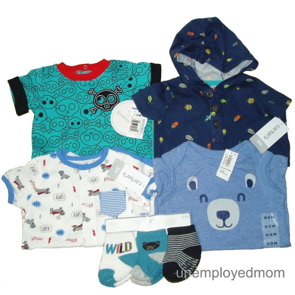 Skull Dogs Bugs Bear Outfit Romper Creeper Socks One Piece Boys Baby Summer